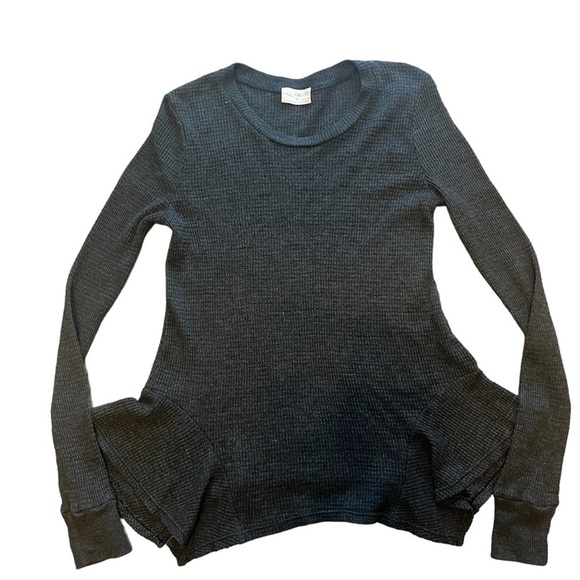 Anthropology T.la dark gray long sleeved flared hem t-shirt - Picture 1 of 6